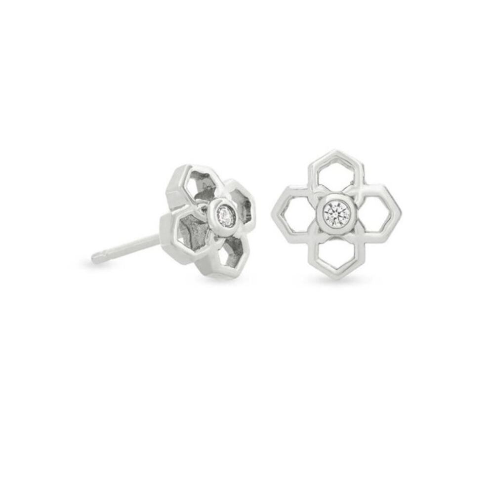 Kendra Scott Rue Stud Silver Plated
Rhodium Stud Motif Crystal Earrings - Picture 2 of 6